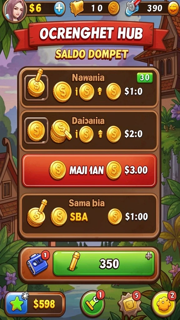 Tampilan utama game dengan karakter unik.