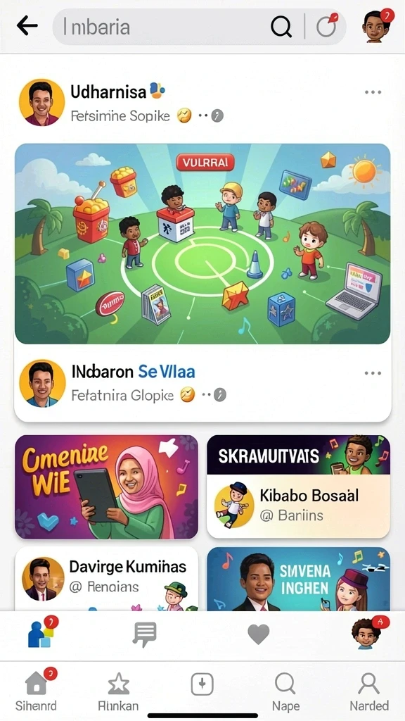Suasana dunia ajaib yang penuh warna.